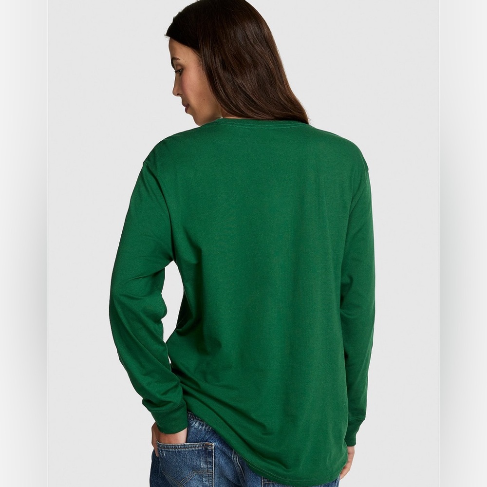 PINK Victoria's Secret Green Game On Long Sleeve Cotton Tee-Size Large NWT💚 - Picture 2 of 4